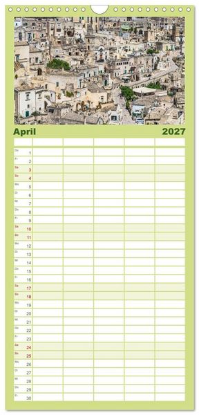 Produktbild: Familienplaner 2027 - Matera - Die Stadt der Sassi mit 5 Spalten (Wandkalender, 21 x 45 cm) CALVENDO