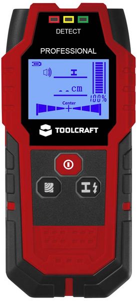 Produktbild: TOOLCRAFT Ortungsger&auml;t TO-9627699 Ortungstiefe (max.) 120mm Geeignet f&uuml;r Holz, eisenhaltiges Metall, nicht eisenhaltiges Metall