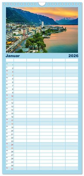 Produktbild: Familienplaner 2026 - Montreux - ein Juwel am Ufer des Genfersees mit 5 Spalten (Wandkalender, 21 x 45 cm) CALVENDO