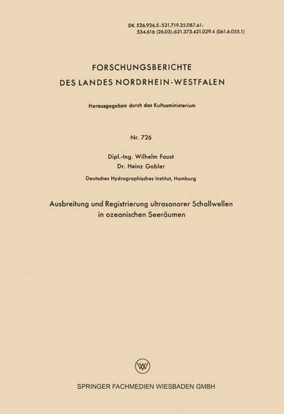 Produktbild: Ausbreitung und Registrierung ultrasonorer Schallwellen in ozeanischen Seer&auml;umen