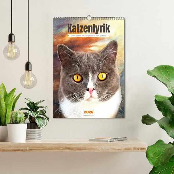 Produktbild: Katzenlyrik - Zw&ouml;lf Seelen auf Samtpfoten in Wort und Bild (Wandkalender 2026 DIN A3 hoch), CALVENDO Monatskalender