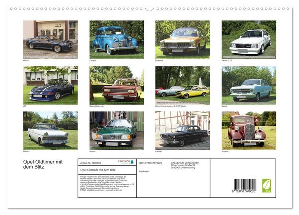 Produktbild: Opel Oldtimer mit dem Blitz (hochwertiger Premium Wandkalender 2026 DIN A2 quer), Kunstdruck in Hochglanz