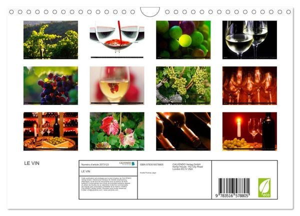 Produktbild: LE VIN (Calendrier mural 2026 DIN A4 vertical), CALVENDO calendrier mensuel