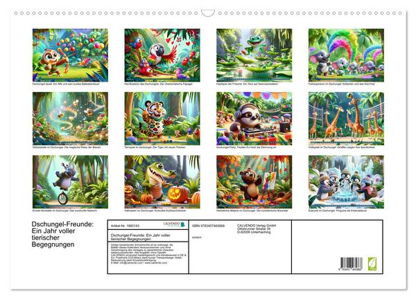 Produktbild: Dschungel-Freunde: Ein Jahr voller tierischer Begegnungen (Wandkalender 2026 DIN A2 quer), CALVENDO Monatskalender