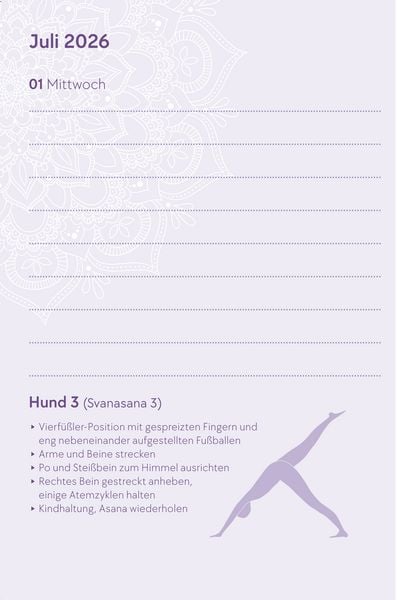 Produktbild: Yoga-Kalender 2026 - Taschenkalender mit Mantras, Meditationen, Affirmationen und Hintergrundgeschichten - im praktischen Format 10,0 x 15,5 cm, mit zahlreichen Illustrationen und Leseb&auml;ndchen