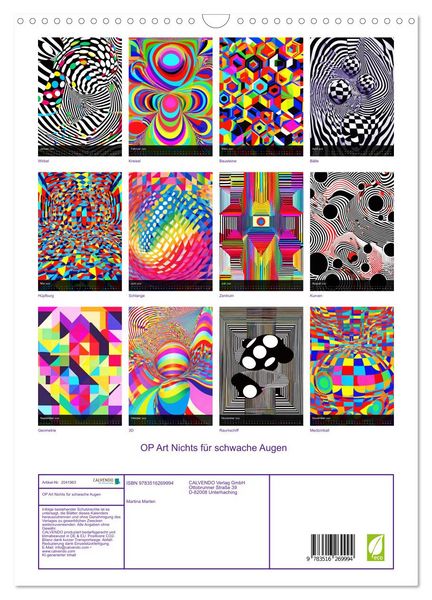 Produktbild: OP Art Nichts f&uuml;r schwache Augen (Wandkalender 2026 DIN A3 hoch), CALVENDO Monatskalender