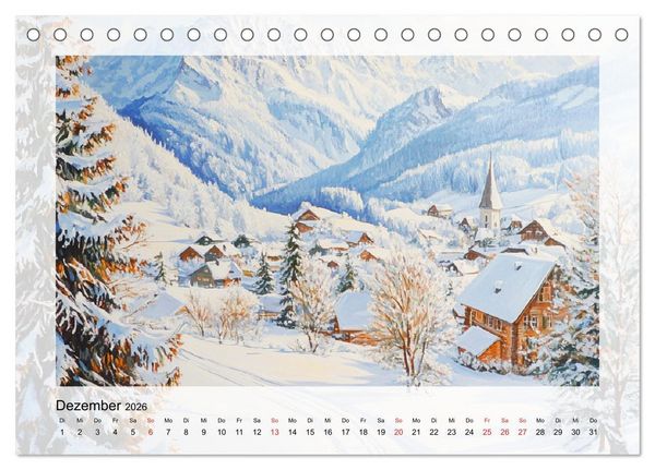Produktbild: Zauber der Berge. Malerische Naturwunder in &Ouml;loptik (Tischkalender 2026 DIN A5 quer), CALVENDO Monatskalender