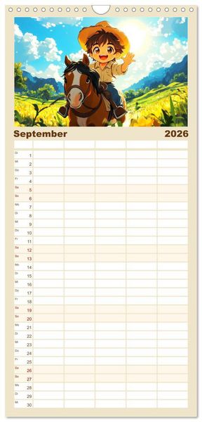 Produktbild: Familienplaner 2026 - Kleine Farmer. Niedliche Jungs mit ihren tierischen Freunden mit 5 Spalten (Wandkalender, 21 x 45 cm) CALVENDO
