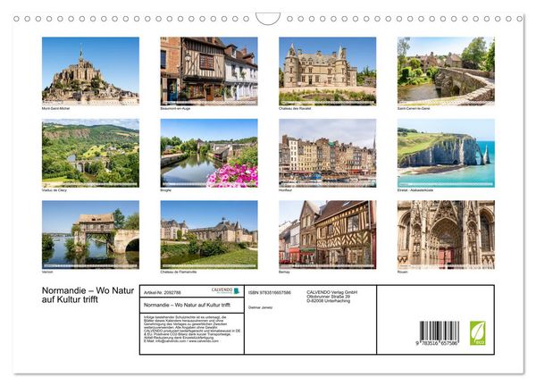 Produktbild: Normandie &ndash; Wo Natur auf Kultur trifft (Wandkalender 2026 DIN A3 quer), CALVENDO Monatskalender