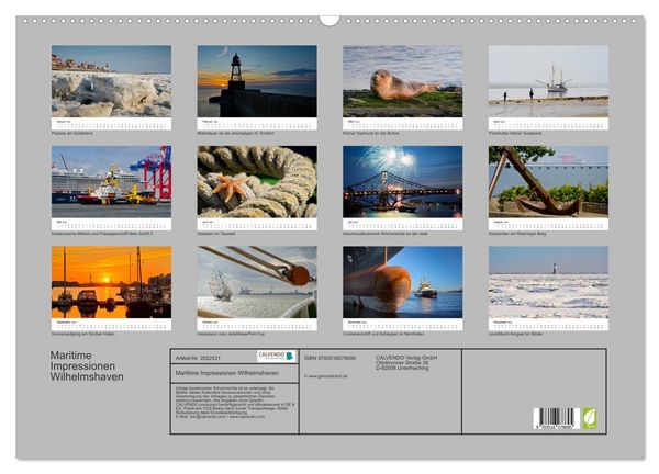 Produktbild: Maritime Impressionen Wilhelmshaven (Wandkalender 2026 DIN A2 quer), CALVENDO Monatskalender