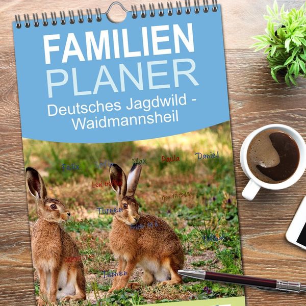 Produktbild: Familienplaner 2026 - Deutsches Jagdwild - Waidmannsheil mit 5 Spalten (Wandkalender, 21 x 45 cm) CALVENDO