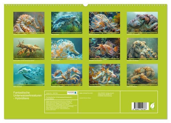 Produktbild: Fantastische Unterwasserkreaturen - Hybridtiere (hochwertiger Premium Wandkalender 2026 DIN A2 quer), Kunstdruck in Hochglanz