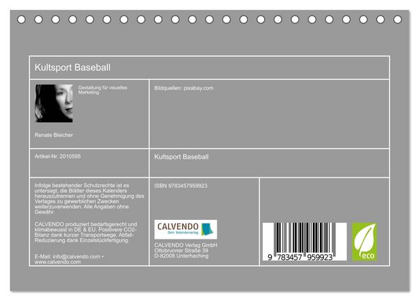 Produktbild: Kultsport Baseball (Tischkalender 2026 DIN A5 quer), CALVENDO Monatskalender
