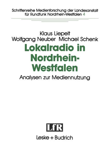 Produktbild: Lokalradio in Nordrhein-Westfalen &mdash; Analysen zur Mediennutzung