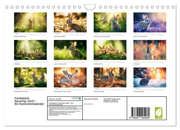 Produktbild: Fantastisch, flauschig, frech! - Ein Kaninchenkalender (Wandkalender 2026 DIN A4 quer), CALVENDO Monatskalender