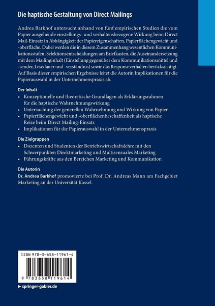 Produktbild: Die haptische Gestaltung von Direct Mailings