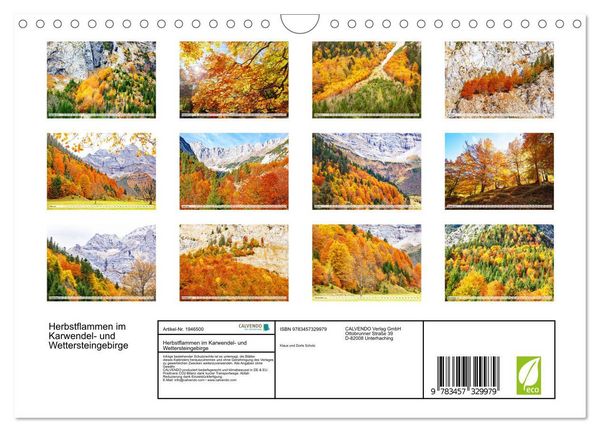Produktbild: Herbstflammen im Karwendel- und Wettersteingebirge (Wandkalender 2026 DIN A4 quer), CALVENDO Monatskalender