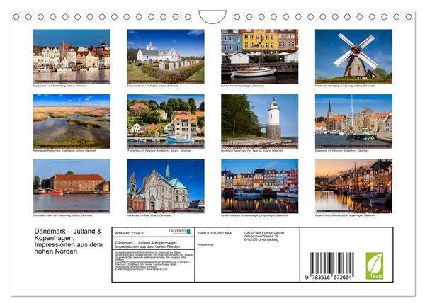 Produktbild: D&auml;nemark - J&uuml;tland & Kopenhagen, Impressionen aus dem hohen Norden (Wandkalender 2026 DIN A4 quer), CALVENDO Monatskalender