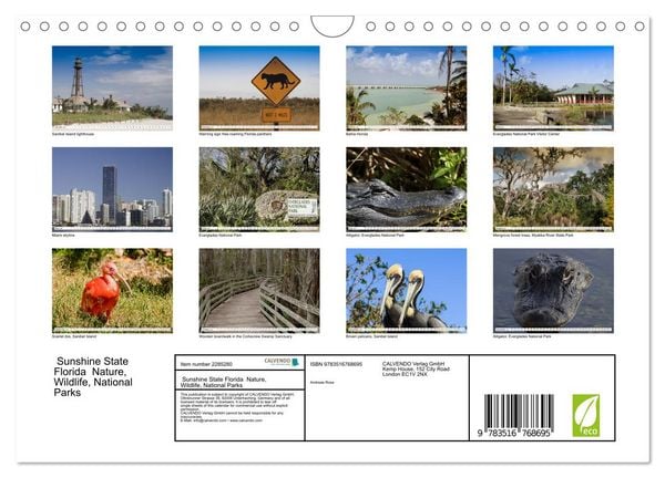 Produktbild: Sunshine State Florida Nature, Wildlife, National Parks (Wall Calendar 2027 DIN A4 landscape), CALVENDO 12 Month Wall Calendar