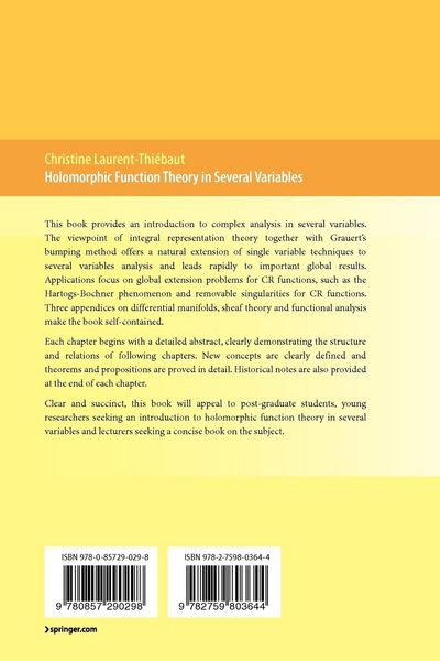 Produktbild: Holomorphic Function Theory in Several Variables