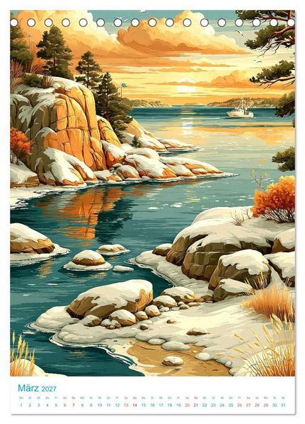 Produktbild: Schweden - Old School Poster Style (Tischkalender 2027 DIN A5 hoch), CALVENDO Monatskalender