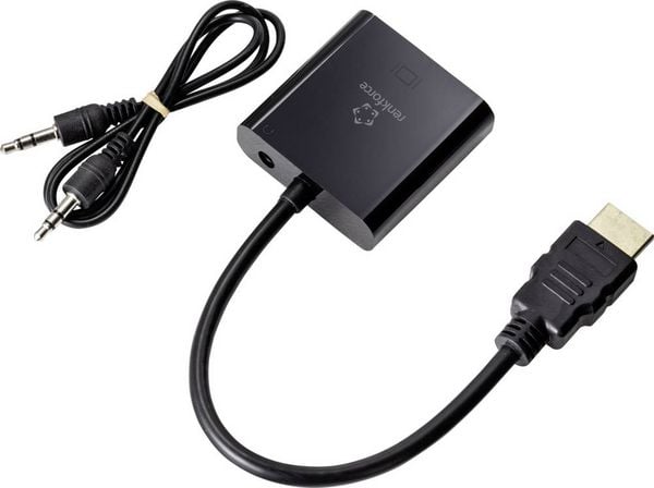 Produktbild: Renkforce HDMI / VGA Adapterkabel HDMI-A Stecker, VGA 15pol. Buchse 0.15 m Schwarz RF-4531578 doppelt geschirmt HDMI-Kabel