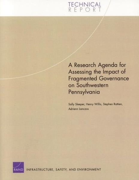 Produktbild: A Research Agenda for Assessing the Impact of Fragmented Governance on Southwestern Pennsylvania