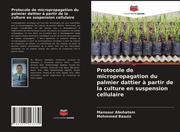 Produktbild: Protocole de micropropagation du palmier dattier &agrave; partir de la culture en suspension cellulaire