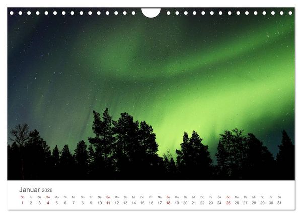 Produktbild: Nordlichter - Magische N&auml;chte in Skandinavien (Wandkalender 2026 DIN A4 quer), CALVENDO Monatskalender