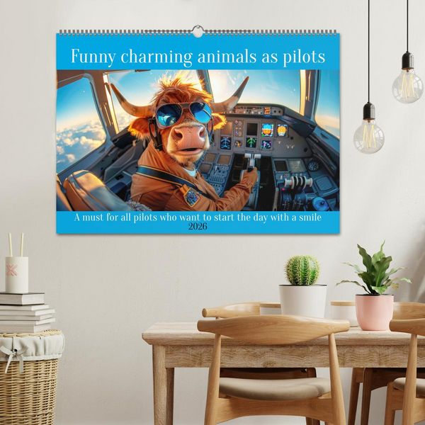 Produktbild: Funny charming animals as pilots (Wall Calendar 2026 DIN A2 landscape), CALVENDO 12 Month Wall Calendar