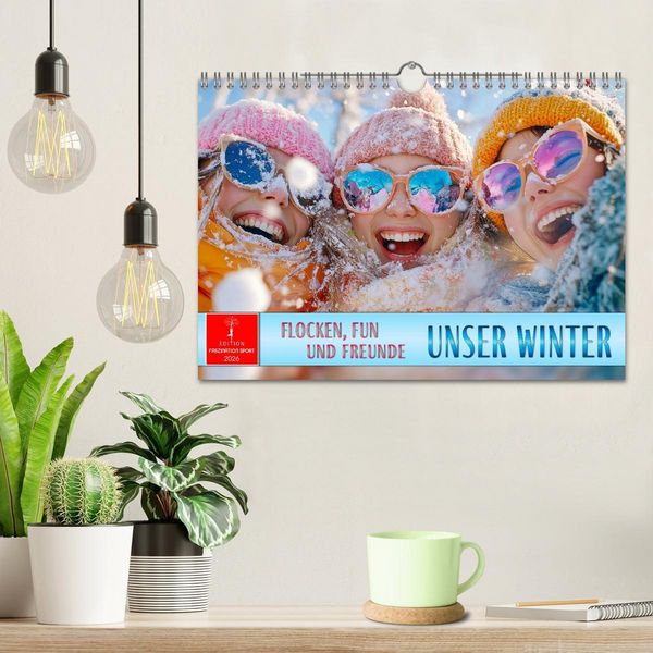 Produktbild: Unser Winter - Flocken, Fun und Freunde (Wandkalender 2026 DIN A4 quer), CALVENDO Monatskalender