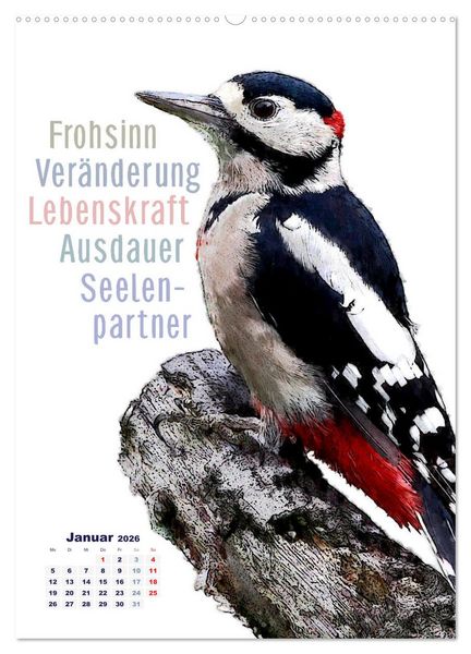 Produktbild: Welche spirituelle Bedeutung hat dieser Vogel? (Wandkalender 2026 DIN A2 hoch), CALVENDO Monatskalender