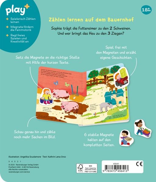 Produktbild: Play+ Mein Spiel mit-Magnetbuch Komm, wir lernen Zählen - ab 18 Monate