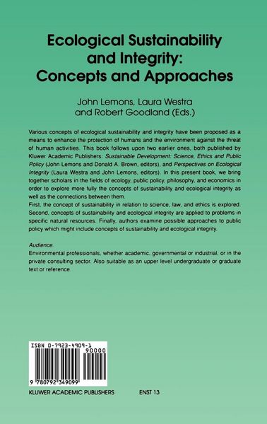 Produktbild: Ecological Sustainability and Integrity: Concepts and Approaches