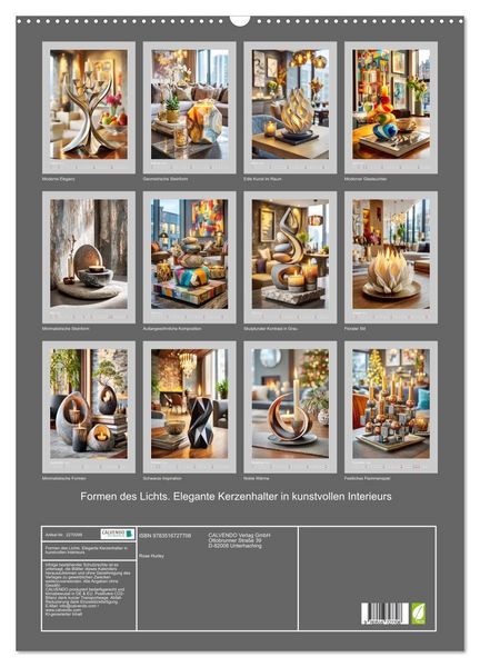 Produktbild: Formen des Lichts. Elegante Kerzenhalter in kunstvollen Interieurs (Wandkalender 2026 DIN A2 hoch), CALVENDO Monatskalender