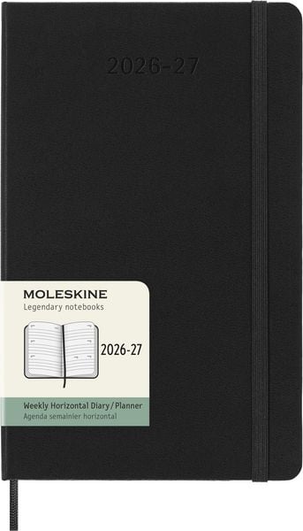 Produktbild: Moleskine 18 Monate Wochenkalender 2026/2027, L/A5, 1 Wo = 2 Seiten, Horizontal, Fester Einband, Schwarz