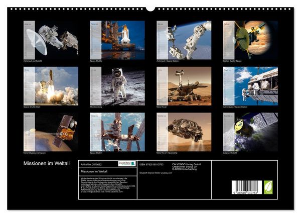 Produktbild: Missionen im Weltall (hochwertiger Premium Wandkalender 2026 DIN A2 quer), Kunstdruck in Hochglanz