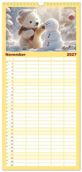 Produktbild: Familienplaner 2027 - Kleiner Eisb&auml;r und die gro&szlig;e Welt mit 5 Spalten (Wandkalender, 21 x 45 cm) CALVENDO