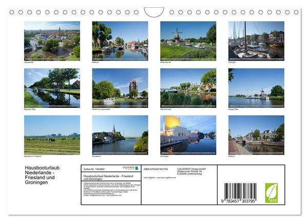Produktbild: Hausbooturlaub Niederlande - Friesland und Groningen (Wandkalender 2026 DIN A4 quer), CALVENDO Monatskalender