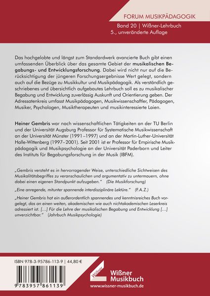 Produktbild: Grundlagen musikalischer Begabung und Entwicklung