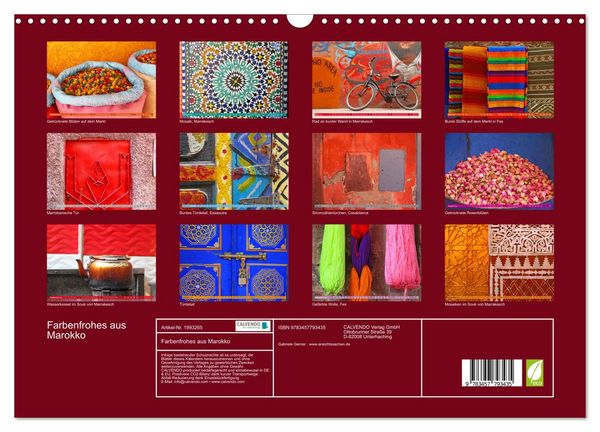 Produktbild: Farbenfrohes aus Marokko (Wandkalender 2026 DIN A3 quer), CALVENDO Monatskalender