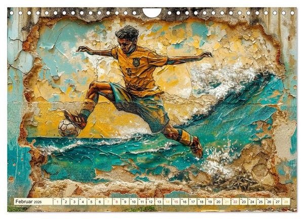Produktbild: Fu&szlig;ball Graffiti - sportliche Kunst (Wandkalender 2026 DIN A4 quer), CALVENDO Monatskalender
