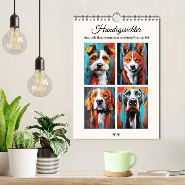 Produktbild: Hundegesichter. Kunstvolle Hundeportraits im modernen Painting-Stil (Wandkalender 2026 DIN A4 hoch), CALVENDO Monatskalender