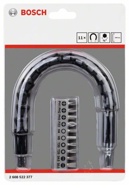 Produktbild: Bosch Accessories 2608522377 Bit-Set 11teilig Schlitz, Kreuzschlitz Pozidriv, Kreuzschlitz Phillips, Innen-Sechsrund (TX), Innen-Sechskant
