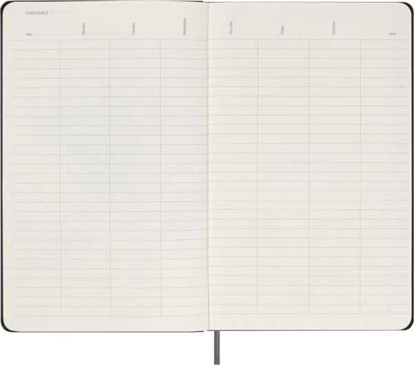 Produktbild: Moleskine undatierter Wochen Notizkalender, L/A5, 1 Wo = 1 Seite, Rechts linierte Seite, Fester Einband mit Textpr&auml;gung gold, Schwarz