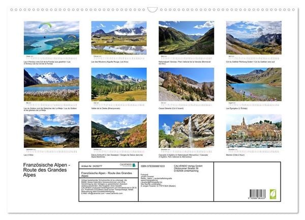 Produktbild: Franz&ouml;sische Alpen - Route des Grandes Alpes (Wandkalender 2027 DIN A2 quer), CALVENDO Monatskalender