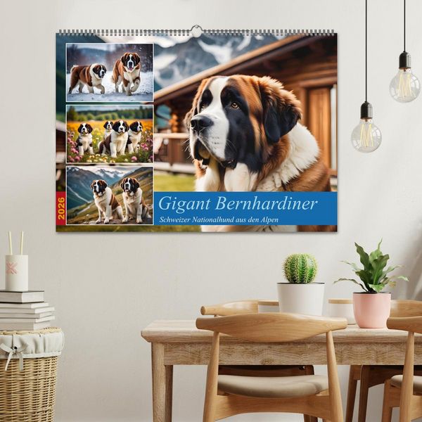 Produktbild: Gigant Bernhardiner (Wandkalender 2026 DIN A2 quer), CALVENDO Monatskalender