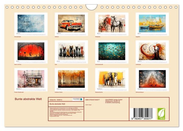Produktbild: Bunte abstrakte Welt (Wandkalender 2026 DIN A4 quer), CALVENDO Monatskalender