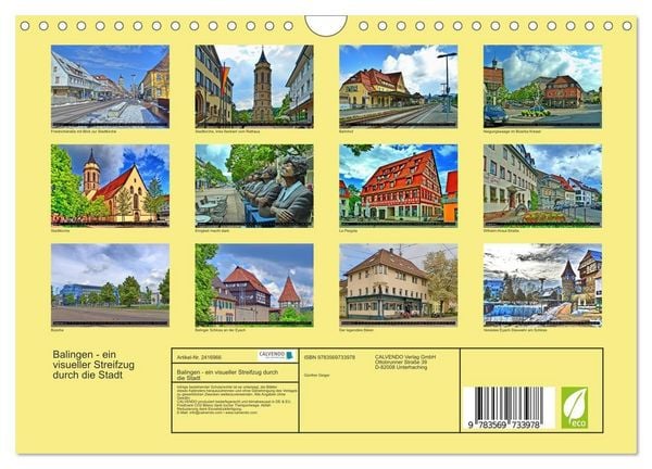 Produktbild: Balingen - ein visueller Streifzug durch die Stadt (Wandkalender 2027 DIN A4 quer), CALVENDO Monatskalender