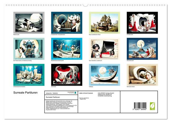 Produktbild: Surreale Partituren (hochwertiger Premium Wandkalender 2026 DIN A2 quer), Kunstdruck in Hochglanz